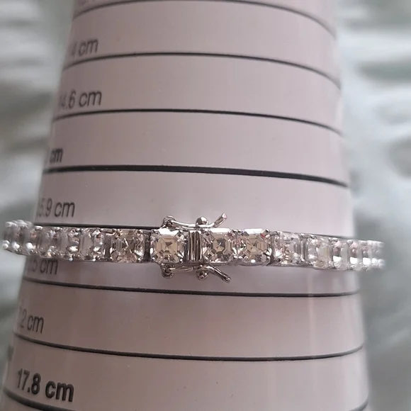 ✨ Asscher Cut CZ Tennis Bracelet 925 Sterling | QVC Style - Picture 10 of 15